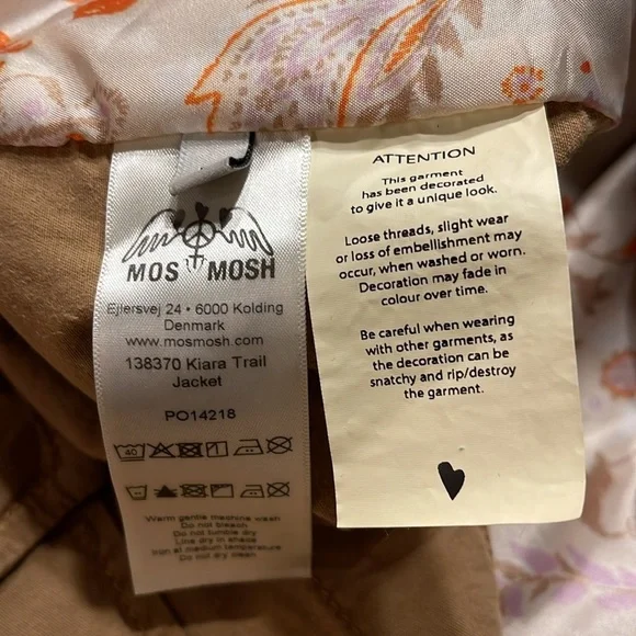 Boho Safari Utility Jacket Embroidered Tan Cotton Shacket Scandi M - Picture 7 of 12